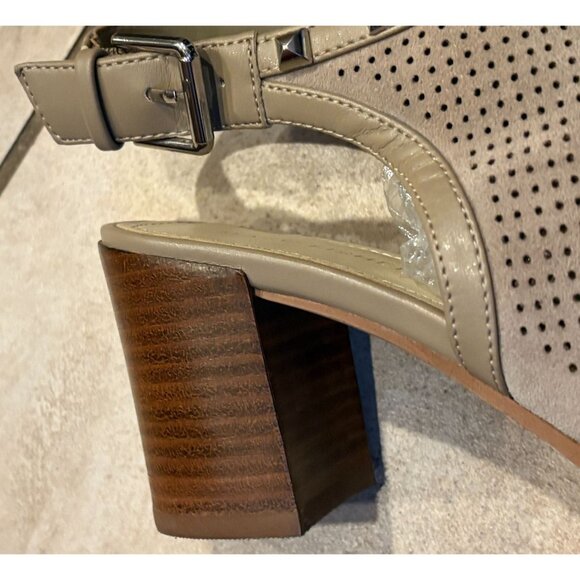 Marc Fisher Parso Suede Studded Wood Block Heel Slingback Taupe Sandals 6.5M - Picture 7 of 10